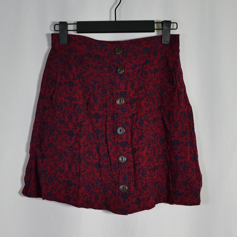 Natural Life Boho Floral Button Front Festival Mini Skirt Size S Dainty Academia